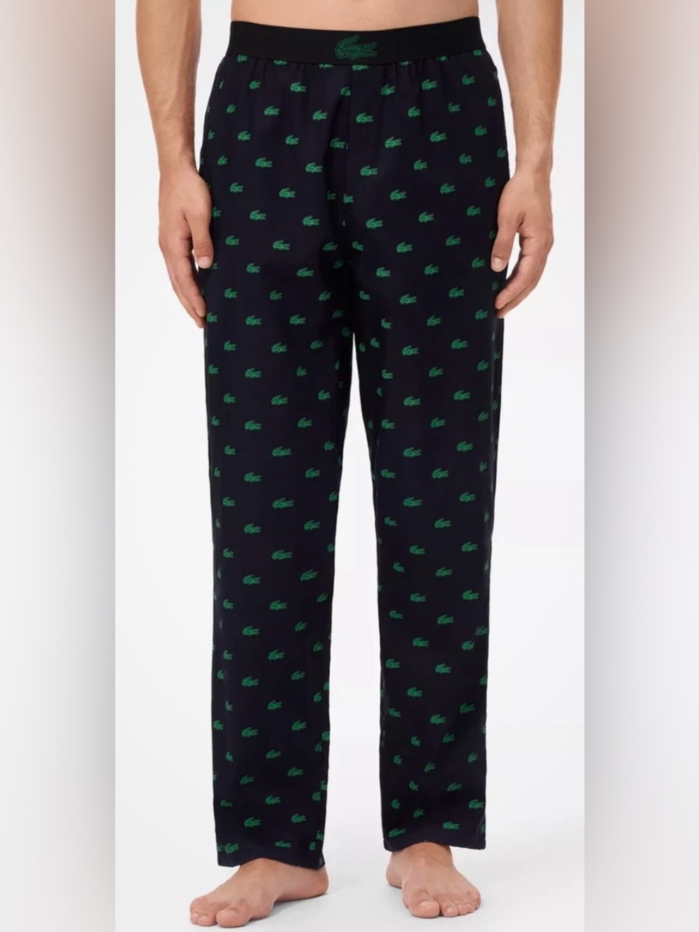 NWT Lacoste NAVY BLUE/GREEN ALLOVER CROC LOGO Cotton Pajama/Lounge Pants Men's S